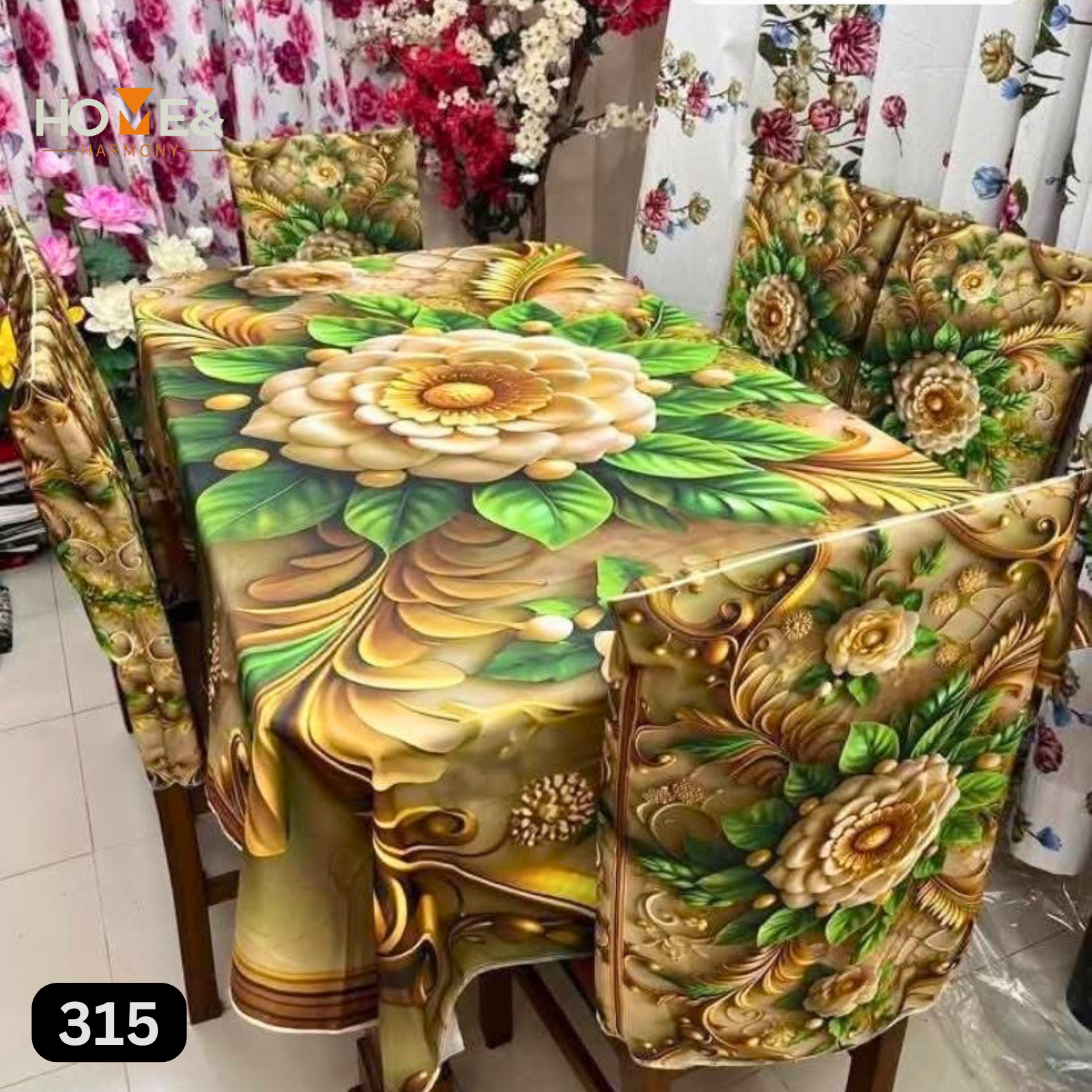3D Printed Dining Set Tablecloth & Chair Covers_315