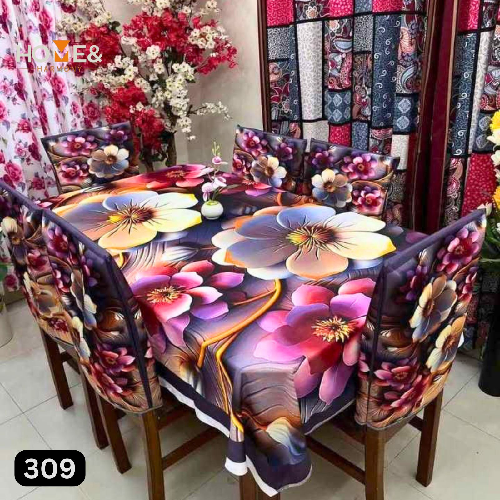 3D Printed Dining Set Tablecloth & Chair Covers_309